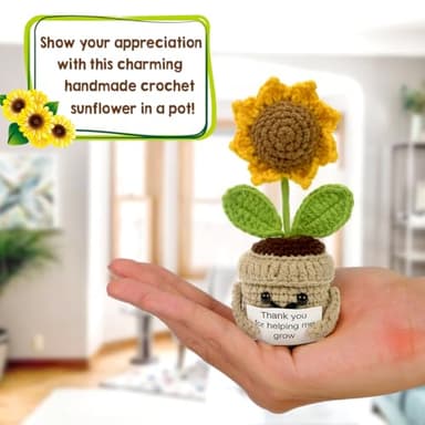 Tiny Detalles Mini Positive Sunflower Crochet, Mothers Day, Mom's Birthday Gift for Women, Appreciation Thank You Gift for Coworker, Friend, Teacher, Sister - Image 4