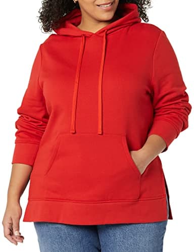 Amazon Essentials Women's Fleece Hooded Tunic Sweatshirt, Red, XX-Large - Image 3