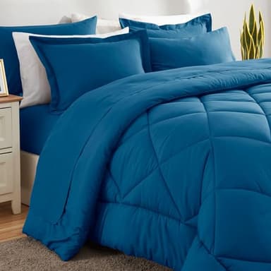 CozyLux Queen Comforter Set Teal - Bed in a Bag Queen Size 7 Pieces, Luxury Soft Bed Set for All Seasons, Bedding Set with Down Alternative Comforter, Sheets, Pillowcases & Shams - Image 4