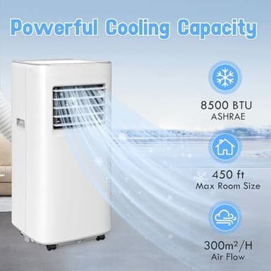 Spürbar 8500BTU Portable Air Conditioner 3-IN-1 with Fan&Dehumidifier AC unit with LED Remote Control up to 450 sq.ft. Room Air Conditioner with Sleep Mode,24H Timer,2 speed,Auto-evaporativ - Image 5