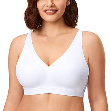 AISILIN Women's Plus Size Wireless Bra Support Comfort Full Coverage Unlined No Underwire Smooth White 40D - Image 1
