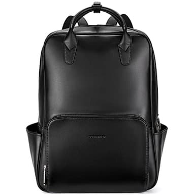 BOSTANTEN Laptop Backpack for Women 15.6 inch Computer Genuine Leather Backpack Purses College Travel Daypack Large Satchel Black - Image 1