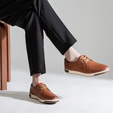 Jousen Men's Casual Shoes Memory Foam Mens Fashion Sneakers 3 Eyelets Business Dress Sneaker (A81Q06 Yellow Brown 11) - Image 7