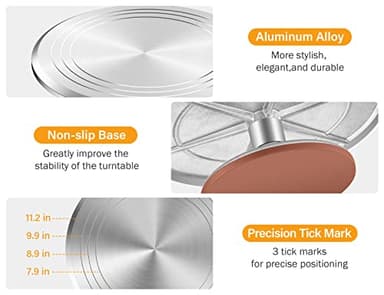 Kootek Aluminium Cake Turntable, 12 Inch Rotating Cake Stand, 35 pcs Cake Decorating Kit Supplies with 24 Numbered Icing Piping Tips, 2 Frosting Spatula, Pastry Bags and Other Baking Tools - Image 3