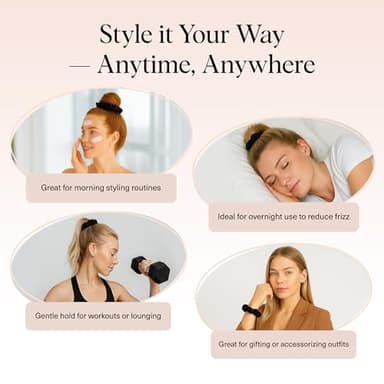 Kitsch Satin Scrunchies for Women – No Crease Hair Ties – Soft Satin Hair Scrunchies for Girls – Frizz Free, Gentle, Stylish Hair Accessories | Ideal Gifts for Women – Black, 5 pcs - Image 5