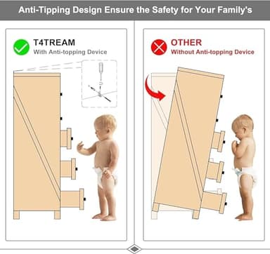 T4TREAM 7 Drawers Dresser Chests for Bedroom, Wood Vintage Chests of Drawers, Rustic Dressers Chset Organizer for Bedroom, Living Room, Hallway, Natural Oak - Image 7