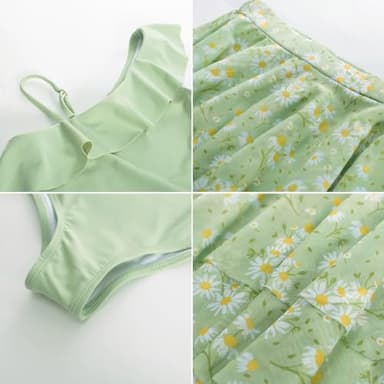GRACE KARIN Girls Swimsuits Size 6 One Piece Green Off Shoulder Bathing Suit Swim Beach Wear - Image 2