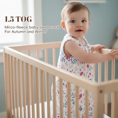 david's kids 3 Pack Warm Micro Fleece Baby Sleep Sack 0-6 Months, Soft Baby Wearable Blankets with 2-Way Zipper, Comfy Winter Sleeping Bags for Infant Newborn Girls Neutral, Small Size, Floral - Image 2