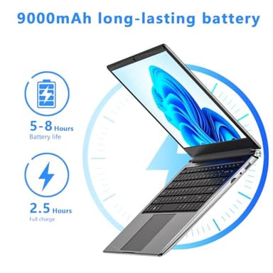 Laptop 16-inch 8GB DDR 256GB SSD Portable Laptop,Expandable to 1TB Pentium Quad-core CPU up to 2.64 GHz 9000mAh Battery Mini HDMI Interface USB3.0 Interface Dual-Band WiFi Webcam Slim laptops - Image 6