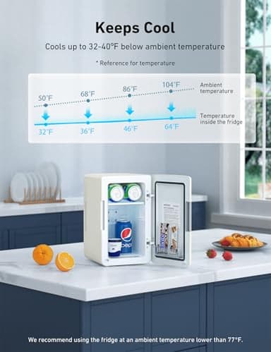 AstroAI Mini Fridge 2.0 Gen, 6 Liter/8 Cans Makeup Skincare Fridge 110V AC/ 12V DC Portable Thermoelectric Cooler and Warmer Little Tiny Fridge for Bedroom, Cosmetics (Beige) - Image 3