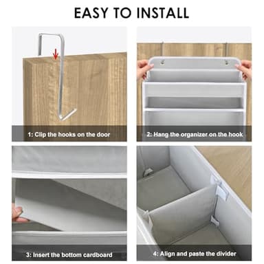 DCCDU Over The Door Organizer, 5 Tiers Hanging Nursery Storage Closet Organizer with Movable Shelf, Large Capacity Caddy, 10 Side Pockets, Back of Door for Bedroom Bathroom Dorm Decor, Grey - Image 9