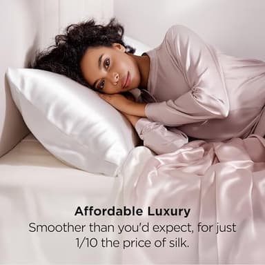 Bedsure Satin Pillowcases, Similar to Silk Pillow Cases Queen Size Set of 2, Pure White Cooling Pillow Case for Sleeping Women with Envelope Closure, Gifts for Women Men, 20x30 Inches, 2pcs - Image 4