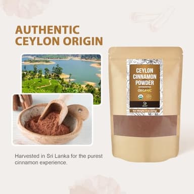 Soeos Organic Ceylon Cinnamon Powder, 8oz (227g), Premium Ground Cinnamon, Non-GMO, Gluten-Free, Freshly Packed - Image 3