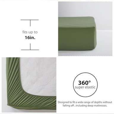 Zzlpp Queen Comforter Set 7 Pieces, Olive Green Seersucker Bed in a Bag with Comforter and Sheets, All Season Bedding Sets with 1 Comforter, 2 Pillow Shams, 2 Pillowcases, 1 Flat Sheet - Image 6