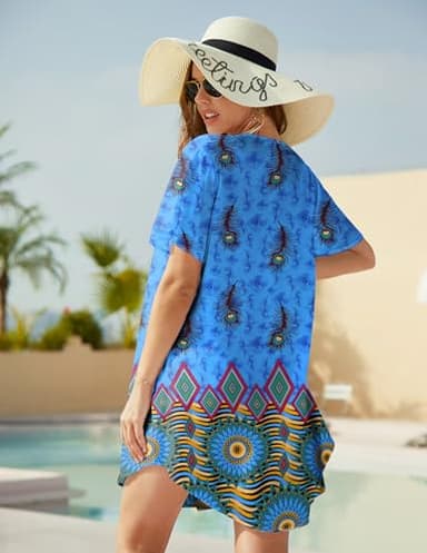 Ekouaer Swimsuit Cover Ups for Women Lace Crochet V-Neck Bikini Beach Coverups Dress for Swimwear Bathing Suit - Image 4