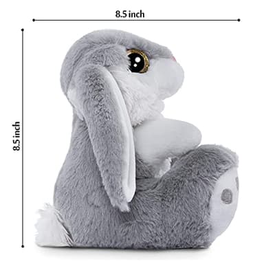Nleio Easter Bunny Rabbit Stuffed Animal, 8.5" Bunny Plush with Floppy Ears, Huggable & Washable, Baby Stuffed Animals Plush Toy for Girls Boys Kids Friends Easter Birthday Gifts (Gray) - Image 3