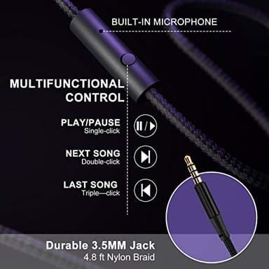 Lorelei X6 Over-Ear Headphones with Microphone, Purple-Black Lightweight Foldable & Portable Stereo Bass, Wired for Smartphone & Tablet, MP3 (1.45M No-Tangle) - Image 6