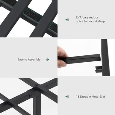 YITAHOME Queen Bed Frame with 2-Tier Storage Headboard, Metal Platform Bed Frame with Charging Station & LED Lights, Noise-Free/Metal Support/No Box Spring Needed, Rustic Brown - Image 8