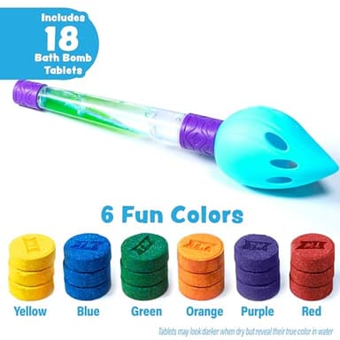 Tub Works® Bath Color Brush™ Kids Bath Bomb Set | Nontoxic & Fragrance-Free | Use Brush to Paint Water with Vibrant, Fizzing Colors | Fun BathBombs for Kids Bath | Creative Bathtub Toys for Toddlers - Image 6