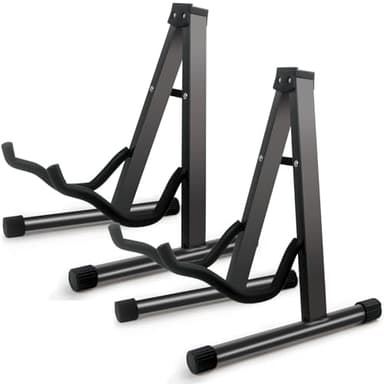 2 Pack Double Guitar Stand, Guitar Rack, Guitars for Acoustic, Electric Guitar, Bass,Guitar Holder Stand, A-Frame Folding Violin Support Stand, Cello Holder for 1/8-4/4 Cellos ,Black - Image 1