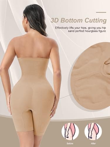 Ellareese Strapless Shapewear Bodysuit Butt Lifter Body Shaper for Women Under Dress Tummy Control full Body Shapewear - Image 5