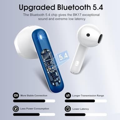 Wireless Earbuds, 2025 Bluetooth 5.4 Headphones in Ear Buds 3D Bass Stereo, 40H Ultralight Bluetooth Earbuds with 4 ENC Noise Cancelling Mic, USB-C, IP7 Waterproof Earphones for Android iOS Pad, Blue - Image 2