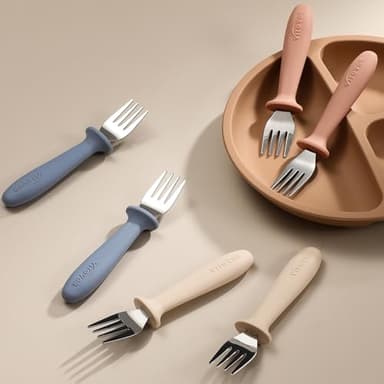 6 Pieces Toddler Forks，Kids Safe Utensils Set with Silicone Round Handle for Self Feeding，18/8 Stainless Steel Baby Forks，Children's Silverware Set BPA Free, Dishwasher Safe - Image 7