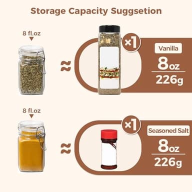 ComSaf Small Glass Jars with Airtight Lid Set of 12, Spice Jars 8 oz, Mason Jars 8 oz, Small Canning Jar, 8oz Jars with Lids for Kitchen, Jam, Jelly, Honey, Dessert, Salad, Shower Wedding Favors - Image 3