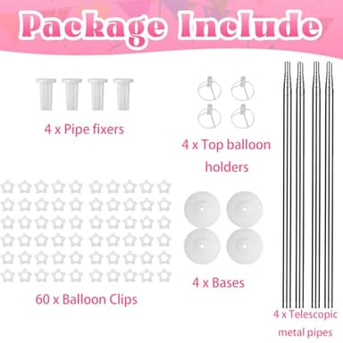 Voircoloria Balloon Stand Kit Set of 4, Adjustable Height Balloon Column Kit for Floor with Metal Telescopic Pillar for Table Graduation Birthday Baby Shower Gender Reveal Party Decorations - Image 2
