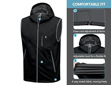 Little Donkey Andy Men's Lightweight Softshell Vest Hooded Windproof Sleeveless Jacket for Golf Travel Hiking Running Black XL - Image 5