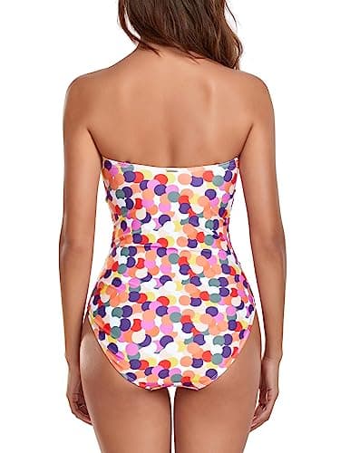 RELLECIGA Women's Colorful Polka Dot Tummy Control Swimwear Strapless One Piece Swimsuit for Women Size Small - Image 5