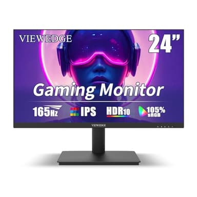 Viewedge 24 Inch Gaming Monitor with 165hz/144hz, IPS 1ms, FHD 1080p and HDR 10 | PC Computer Monitor with 105% sRGB, Bluelight Filter, 2 HDMI & 1 DP Port, Support Freesync and Wall Mounted - Image 1