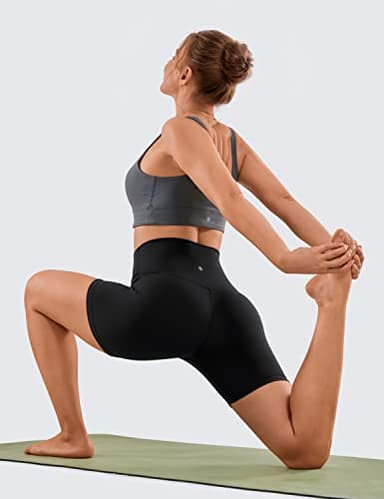 CRZ YOGA Women's Naked Feeling Biker Shorts - 6 Inches High Waist Yoga Workout Running Gym Spandex Black Small - Image 3
