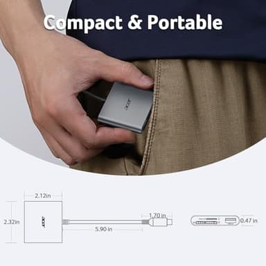 Acer SD Card Reader USB C, 3 in 1 Memory Card Reader with Dual Slots & USB 3.0, Micro SD Card Adapter for iPhone 16/15 Compatible with Camera, Android, MacBook Pro/Air, Laptop - Image 8