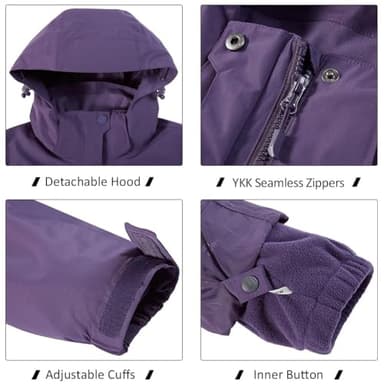CAMEL CROWN Women's Waterproof Ski Jacket 3 in 1 Winter Coat Windbreaker Snowboard Jackets for Rain Snow Outdoor Hiking Dark Purple M - Image 5
