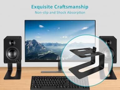 Monoprice Tilted Metal Desktop Bookshelf Speaker Stands Risers Pair with Vibration Absorption Pads, Supports up to 33lbs with 10° of Tilt, Perfect for Most Fit Bookshelf Speakers and Studio Monitors - Image 6
