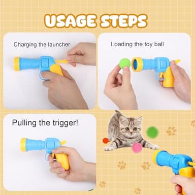 100Pcs Cat Toys Pom Pom Balls with 2 Launchers Set, Interactive Cat Toy Stuff for Indoor Both Adult & Kitten Toys - Image 4