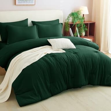 CozyLux King Comforter Set Emerald Green, 7 Pieces Bed in a Bag Bedding Comforter Set with Sheets, All Season Boho 7PC Bed Sets with Comforter, Fitted Sheets, Flat Sheets, Pillow Shams and Pillowcases - Image 3