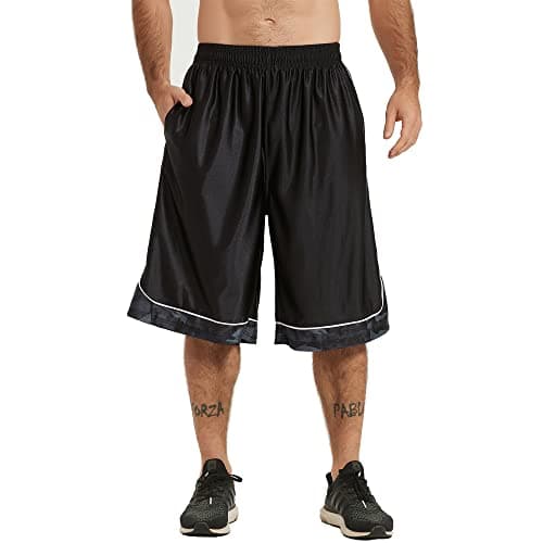 HQUEC Men's 12" Athletic Shorts Long Basketball Workout Gym Shorts Below Knee Loose-Fit with Pockets Black XL - Image 1