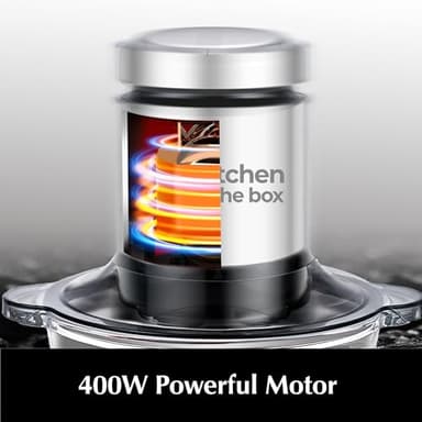 Kitchen in the box Food Processor, Electric Meat Grinder & Food Chopper with 400W Powerful Veggie Chopper-2 Bowls（8 Cup+8 Cup） & 2 Bi-Level Blades for Meat/Fish/Vegetable/Baby Food（Sliver Button） - Image 4