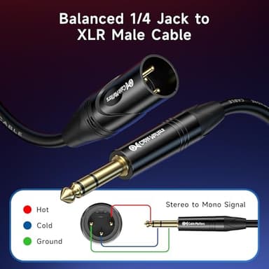 Cable Matters 6.35mm (1/4 Inch) TRS to XLR Cable - 10ft, Male to Male XLR to TRS Cable, Black - Not for Microphone Use - Image 2