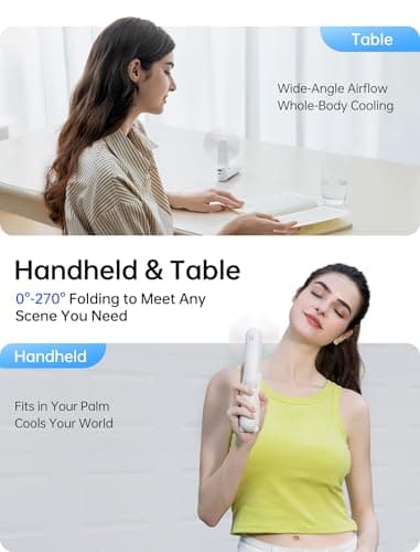 JISULIFE Handheld Fan with 4500 mAh Powerbank Max 37 Hours Runtime, Pocket Portable Battery Operated or USB Powered Folding Personal Fan, 3 Speeds, Gifts for Women Men Kids Gift for Festival-White - Image 4