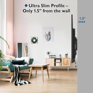 BONTEC TV Wall Mount for 37–85 Inch TVs, Tilting TV Mount Bracket for LED LCD OLED Flat Curved Screens, Low Profile 1.5in Design, Max VESA 600x400mm, Supports up to 132lbs, Fits 55 65 75 85 Inch - Image 3