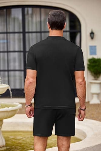 COOFANDY Men's 2 Pieces Short Set Short Sleeve Vintage Button Down Shirts and Summer Pants Casual Beach Outfits - Image 8