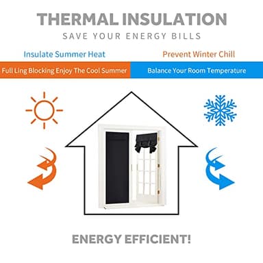 RYB Home French Door Curtains 84 inches Long - Privacy Blackout Window Curtains Tie up Blind for Patio Sliding Glass Door Living Room Bedroom, W 34 x L 84 inch, Black, 1 Panel - Image 5