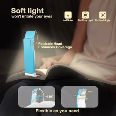 VTIGER Reading Light, USB Rechargeable Book Light for Reading in Bed,Foldable Clip-on LED Booklight, 3 Amber Colors & 4 Brightness Dimmable,Long Lasting Portable Bookmark Lamp for Book Lovers, Kids - Image 3