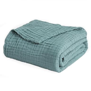 EMME Muslin Throw Blanket 100% Cotton Blankets for Couch Breathable Gauze All Season Soft and Lightweight Pre-Washed (Teal, 50"x70") - Image 8
