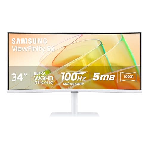 SAMSUNG 34” ViewFinity (S65TC) Series Ultra-WQHD 1000R Curved Computer Monitor, HDR10, 100Hz, AMD FreeSync, Thunderbolt 4, Height Adjustable Stand, Built-in Speakers, Eye Care, LS34C650TANXGO, 2024 - Image 1