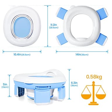 Orzbow Portable Potty Training Toilet for Boys and Girls with Storage Bag - Foldable Travel Potty Chair, Toddler Potty Seat for Indoor and Outdoor, Easy to Clean, Includes Free 40pcs Travel Bags, Blue - Image 2