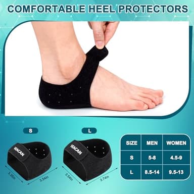 2 Pairs Plantar Fasciitis Heel Protectors, Heel Cups for Pain Relief & Achilles Tendonitis Support, Breathable Adjustable Heel Cushion Inserts for Walking, Sports, Yoga, Home Use(Small) - Image 4